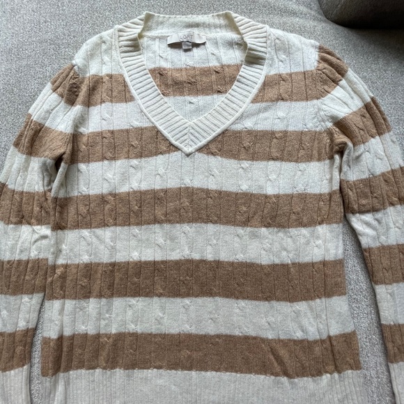 LOFT Striped V-Neck Pullover Sweater - Picture 3 of 6